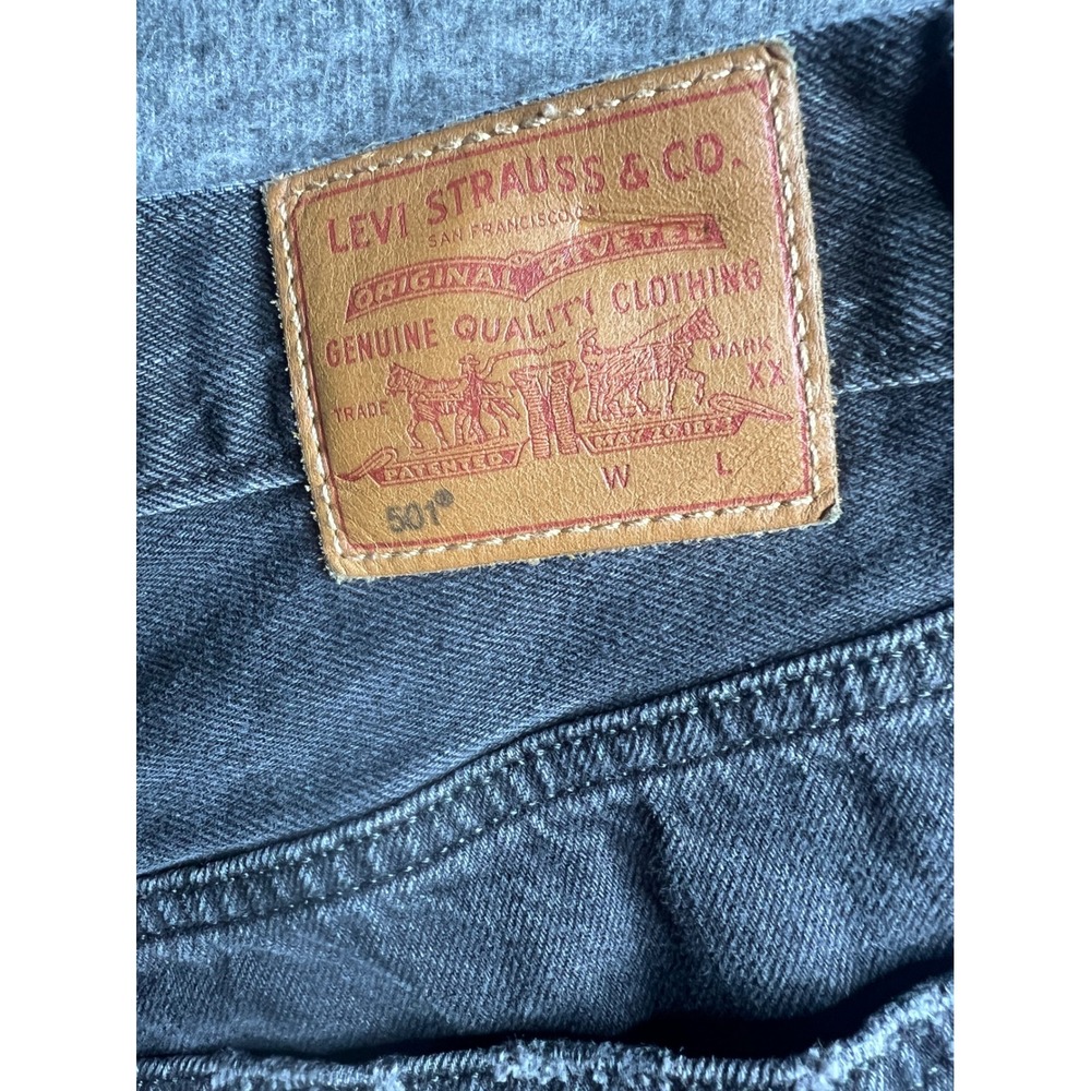 Levis Premium 501 Original Cutoff Shorts Womens 26 Black Distressed High Rise - Picture 10 of 15